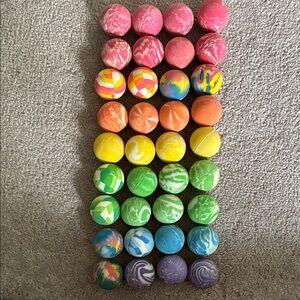 Set of 36 Colorful Rubber Bouncy Balls